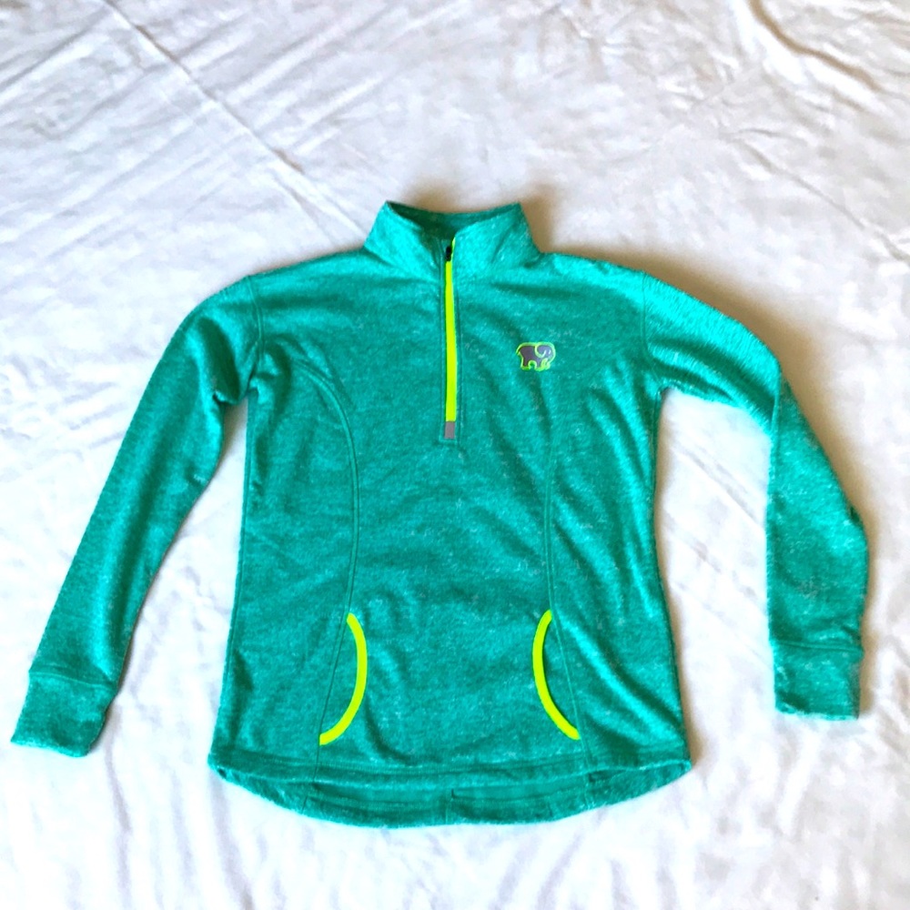 1/4 zip Ivory Ella marled green fleece
